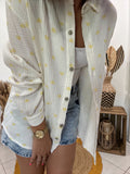Chemise blanche en gaz de coton imprimé coeur jaune 💛