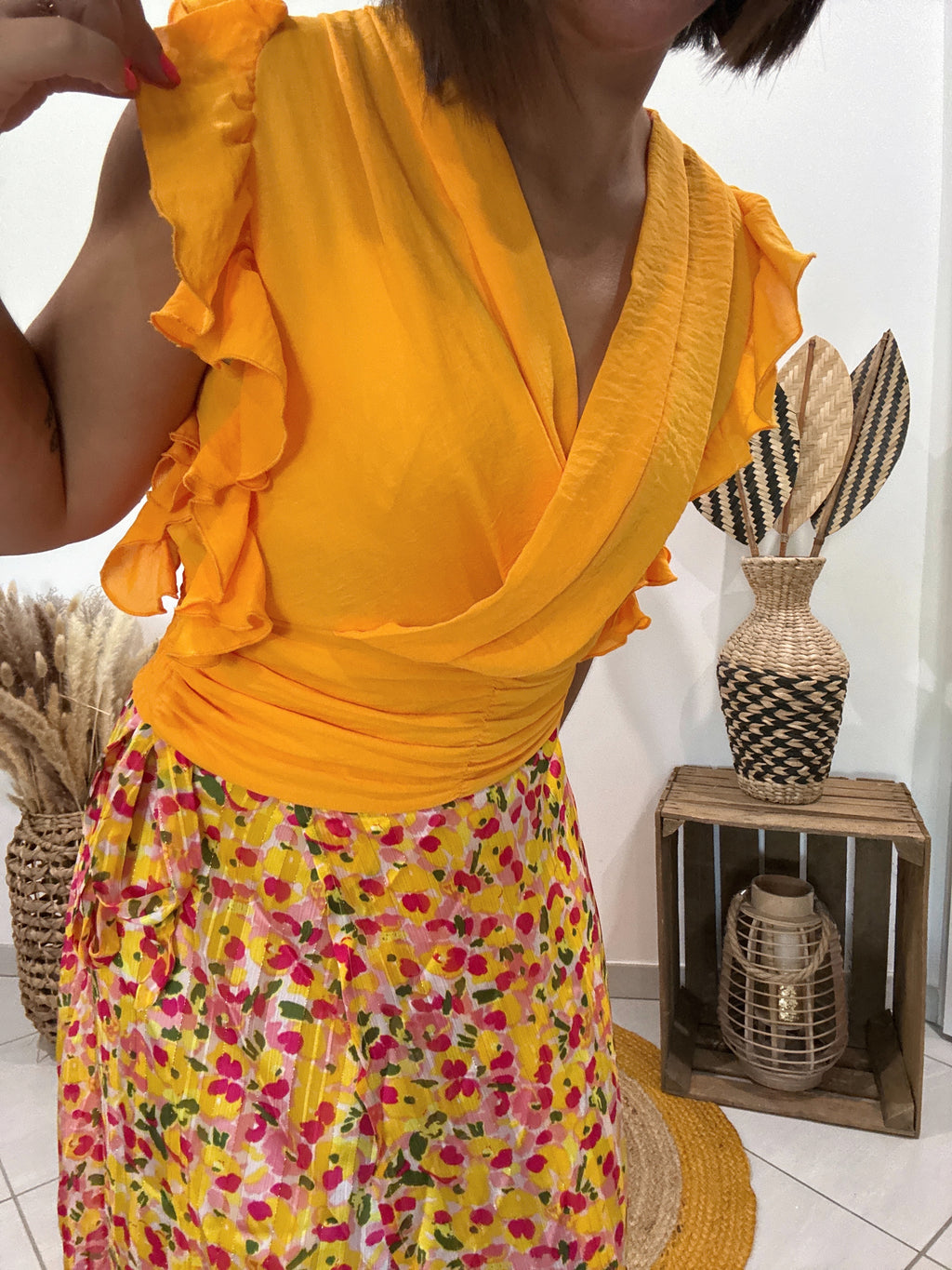 Blouse chic à volants orange Morgan - 34 ♻️