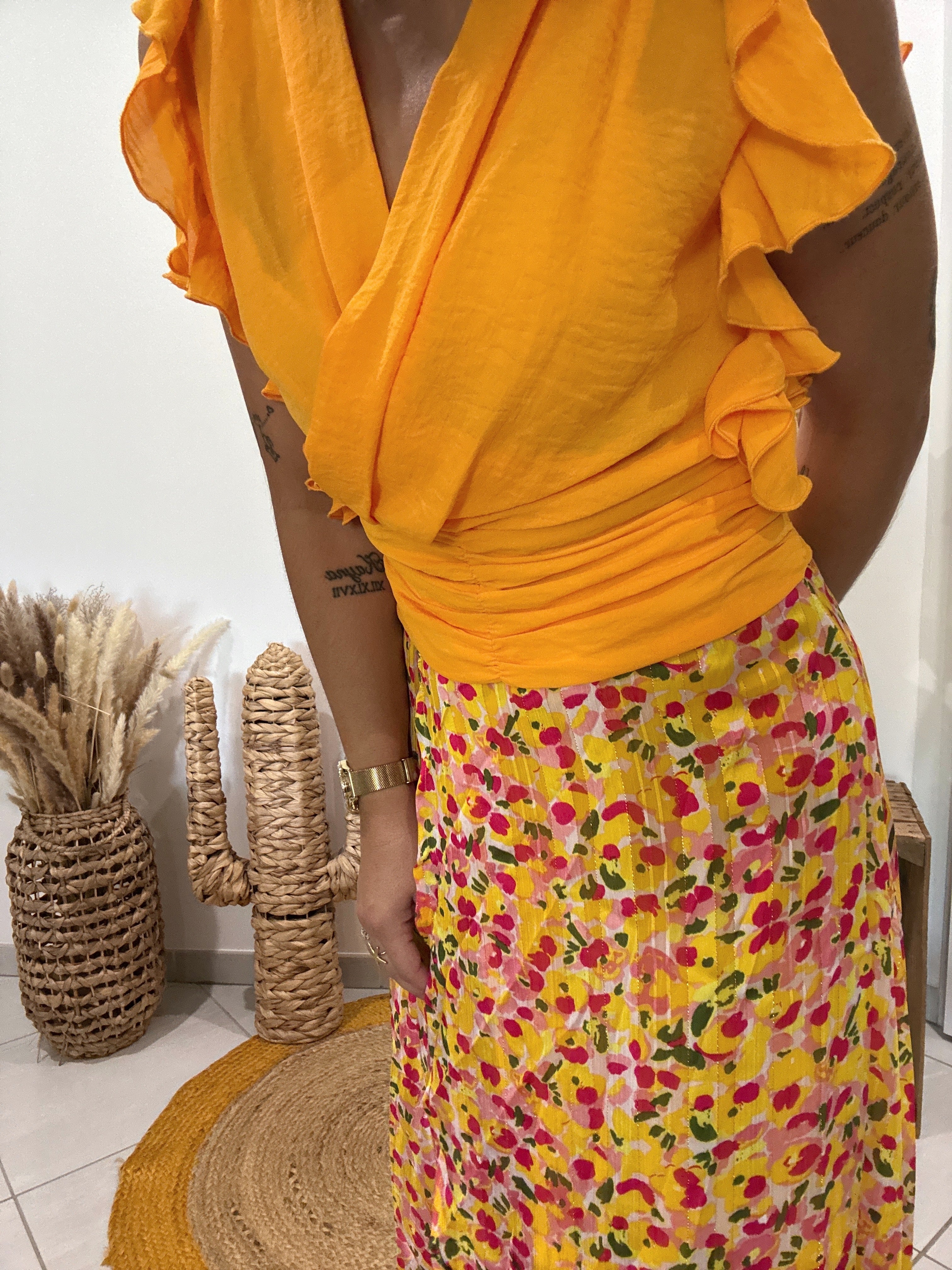 Blouse chic à volants orange Morgan - 34 ♻️