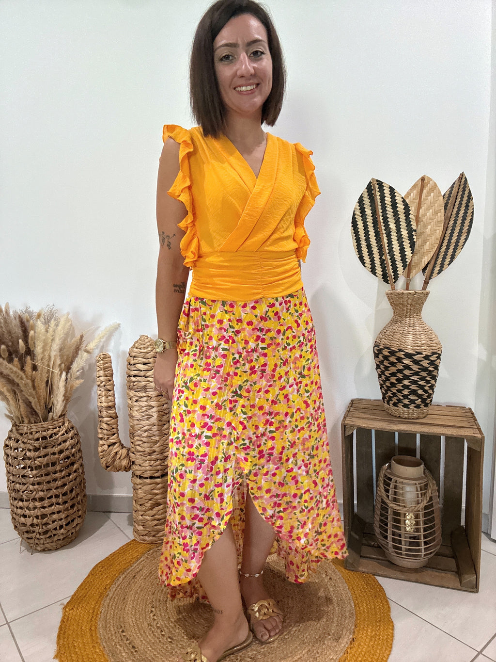 Blouse chic à volants orange Morgan - 34 ♻️