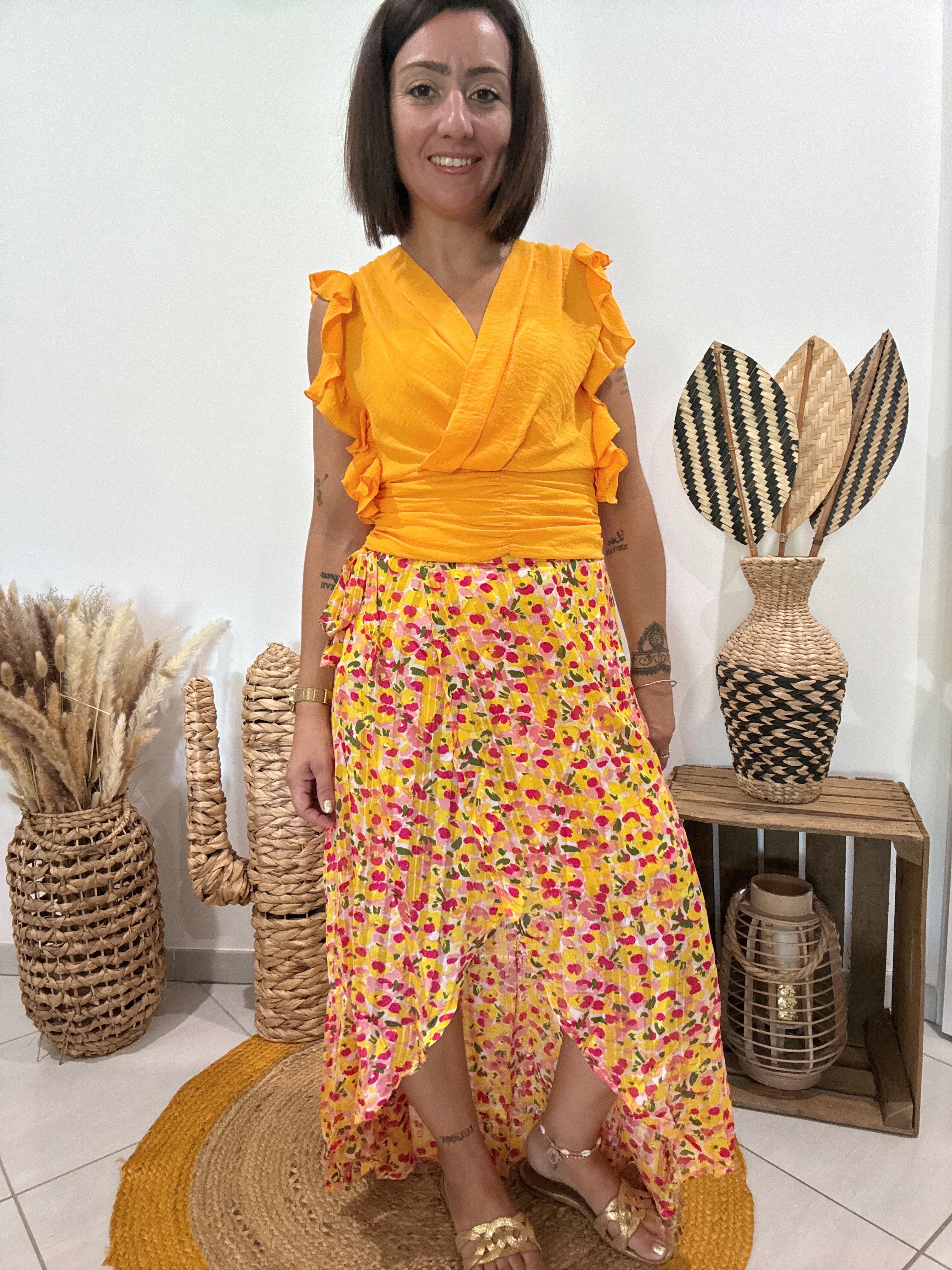 Blouse chic à volants orange Morgan - 34 ♻️