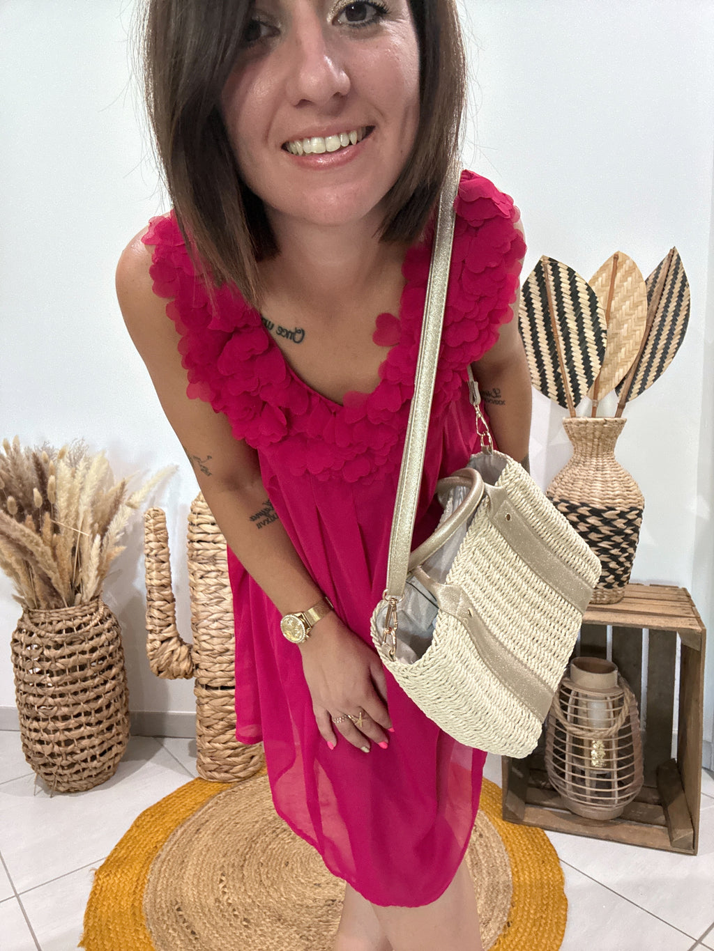 Sac bandoulière ou panier porté main beige