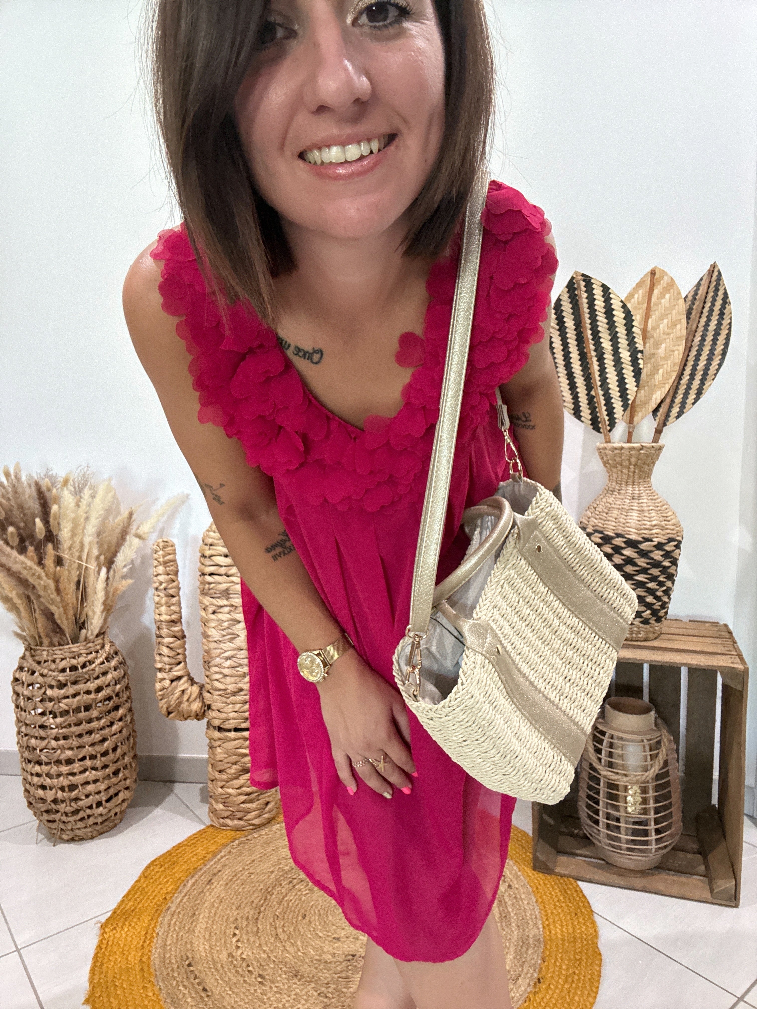 Sac bandoulière ou panier porté main beige