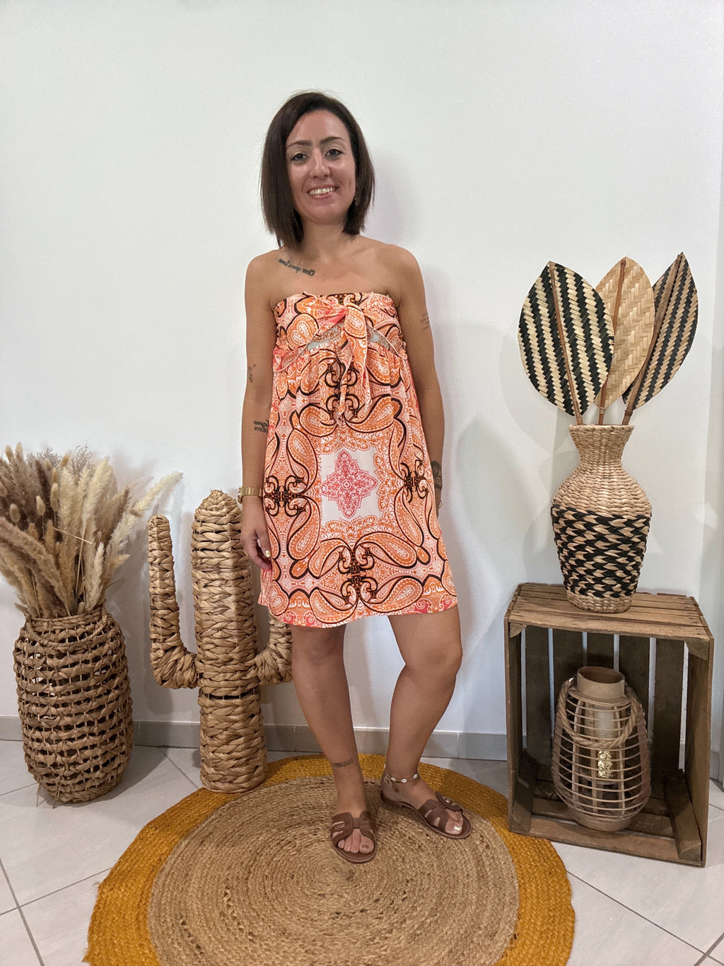 Robe bustier satinée imprimé cachemire orange Morgan - 38 ♻️