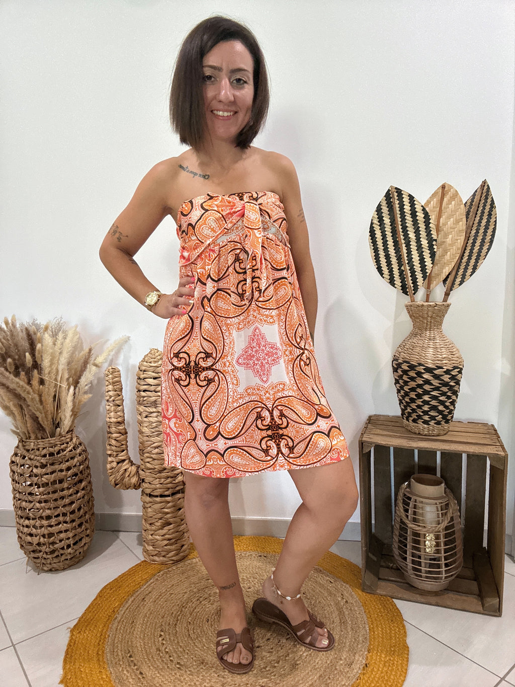 Robe bustier satinée imprimé cachemire orange Morgan - 38 ♻️
