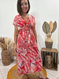 Robe longue forme kimono imprimé feuillage rouge Cupshe - TU ♻️