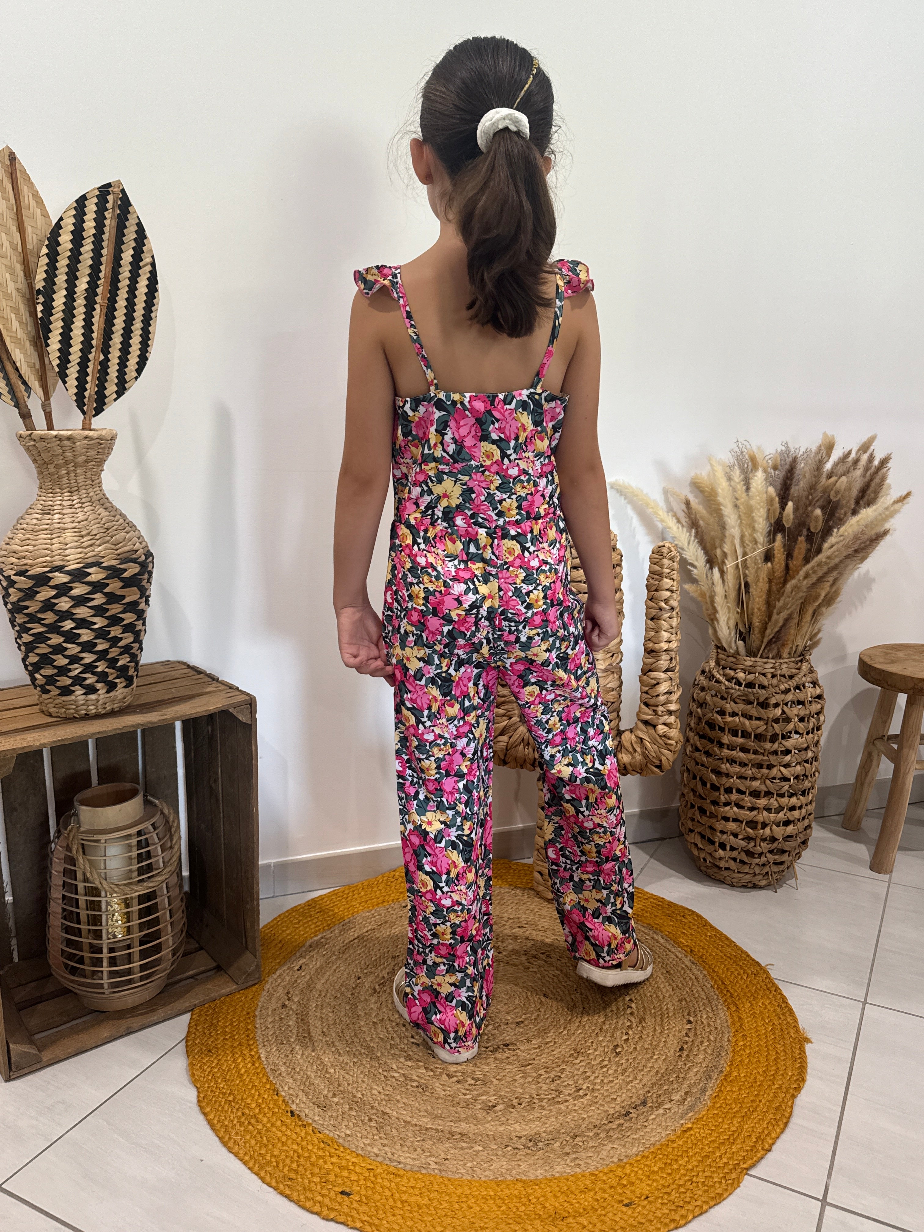 Combipantalon imprimé fleuri rose