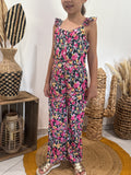 Combipantalon imprimé fleuri rose