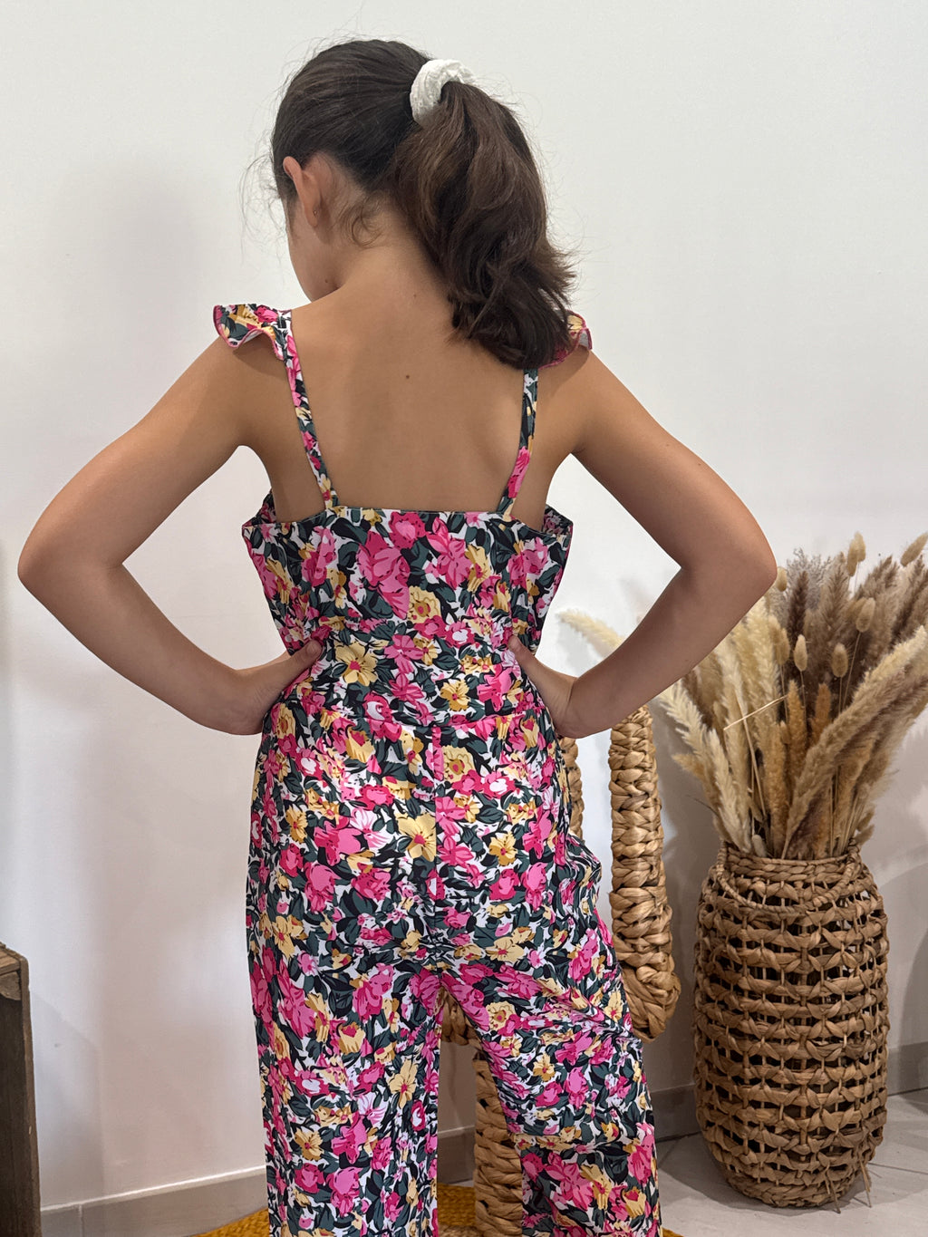 Combipantalon imprimé fleuri rose