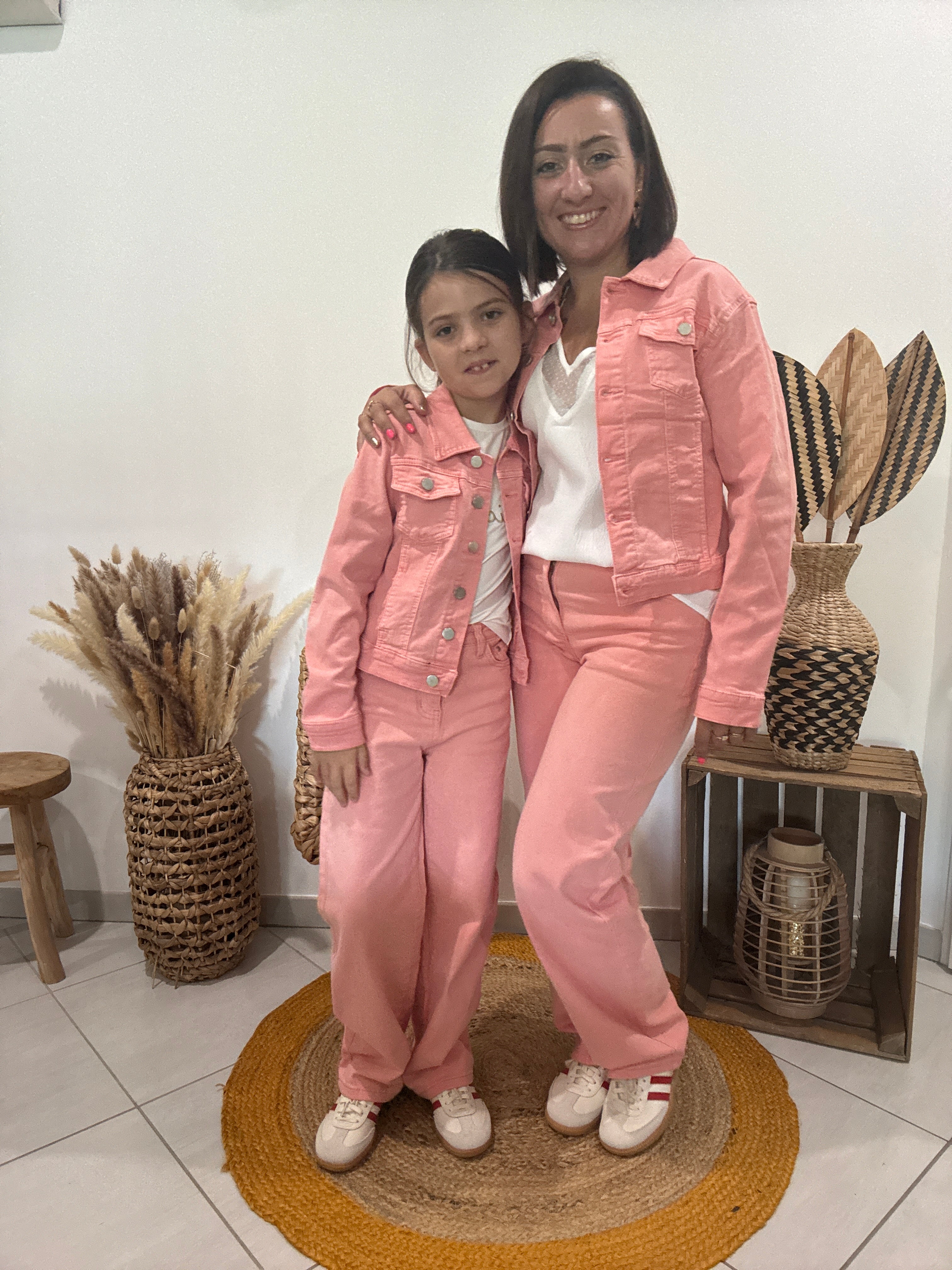 Jeans à jambe large rose - femme