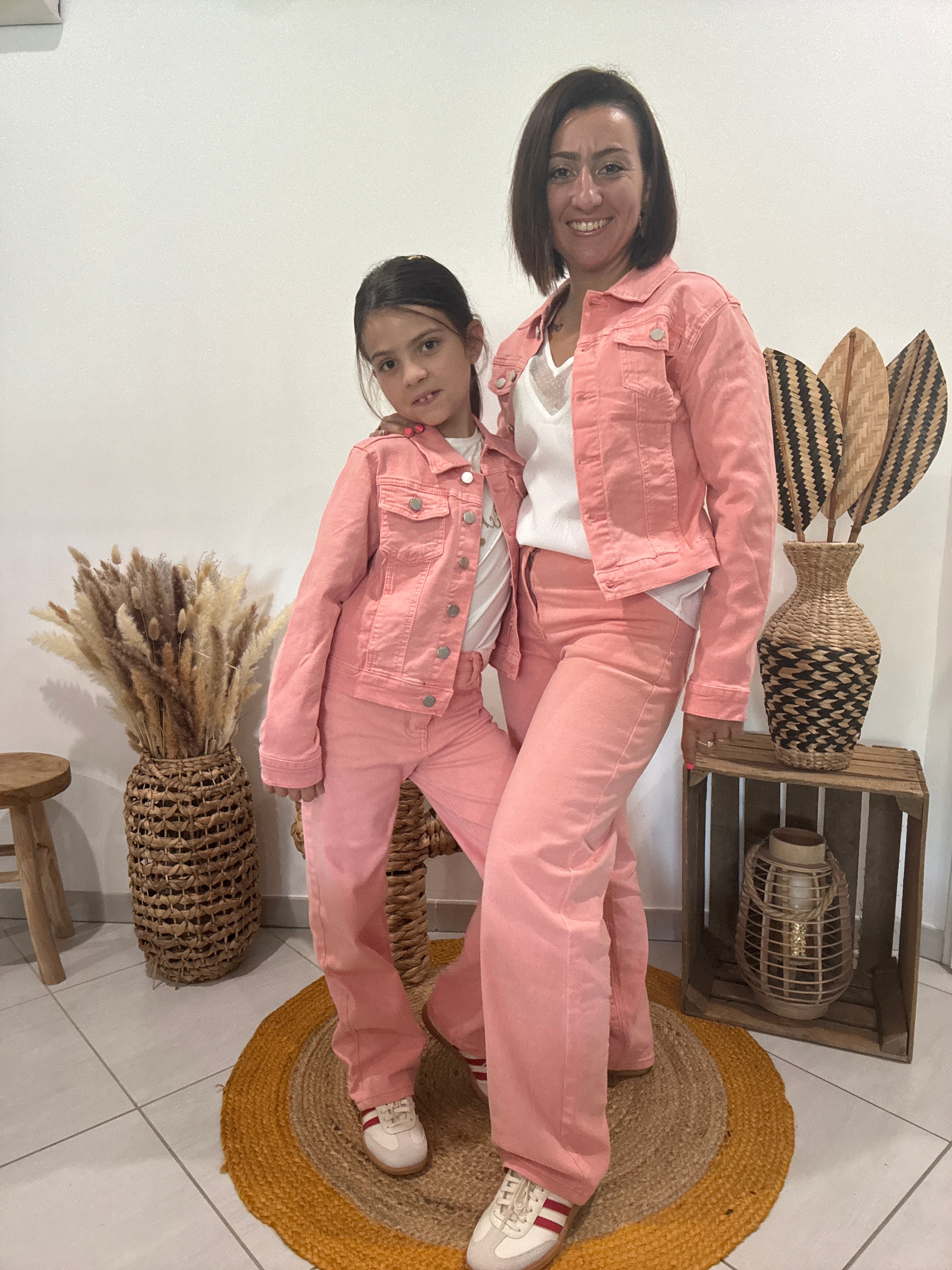 Jeans à jambe large rose clair - fille