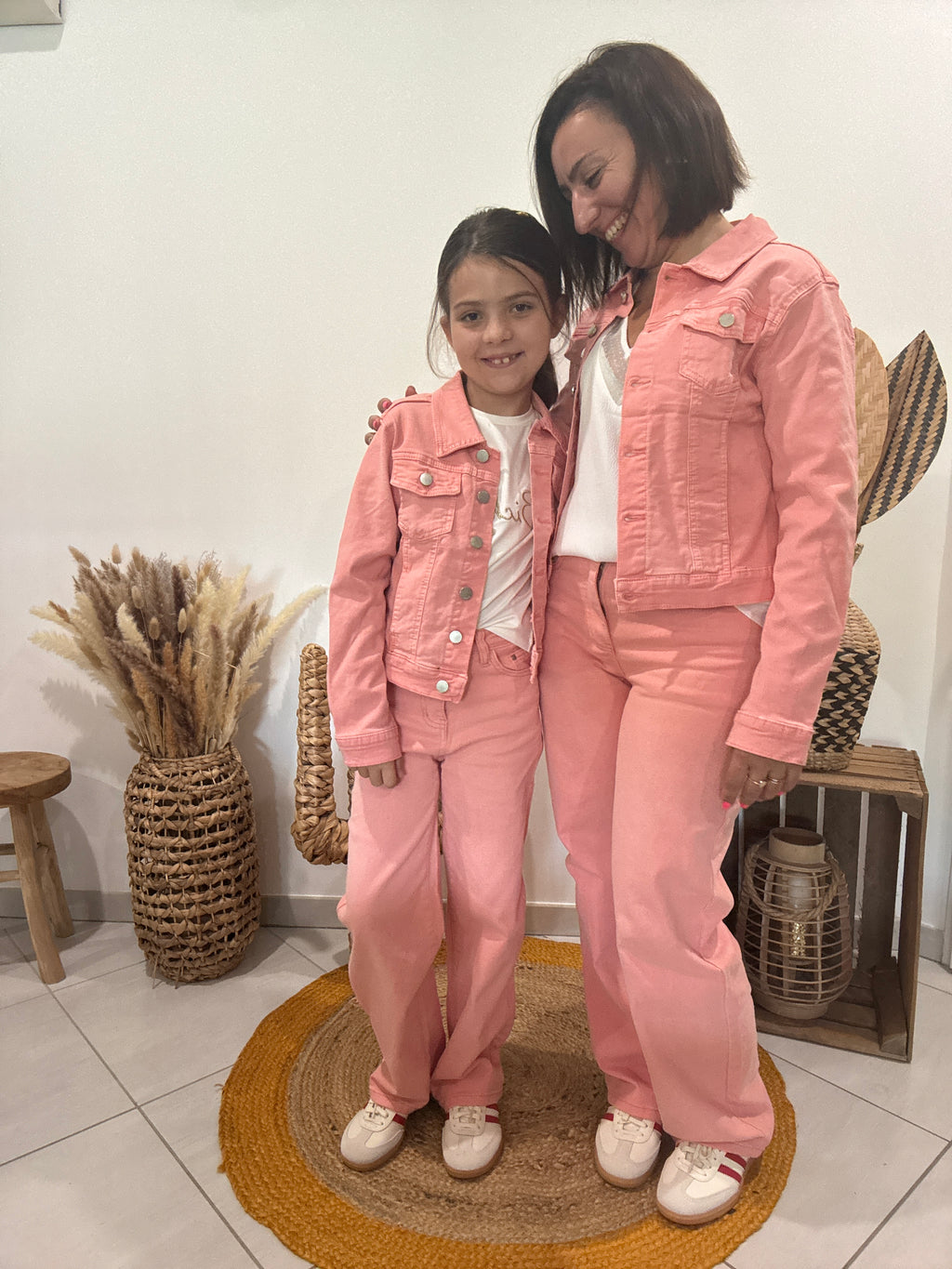 Jeans à jambe large rose clair - fille