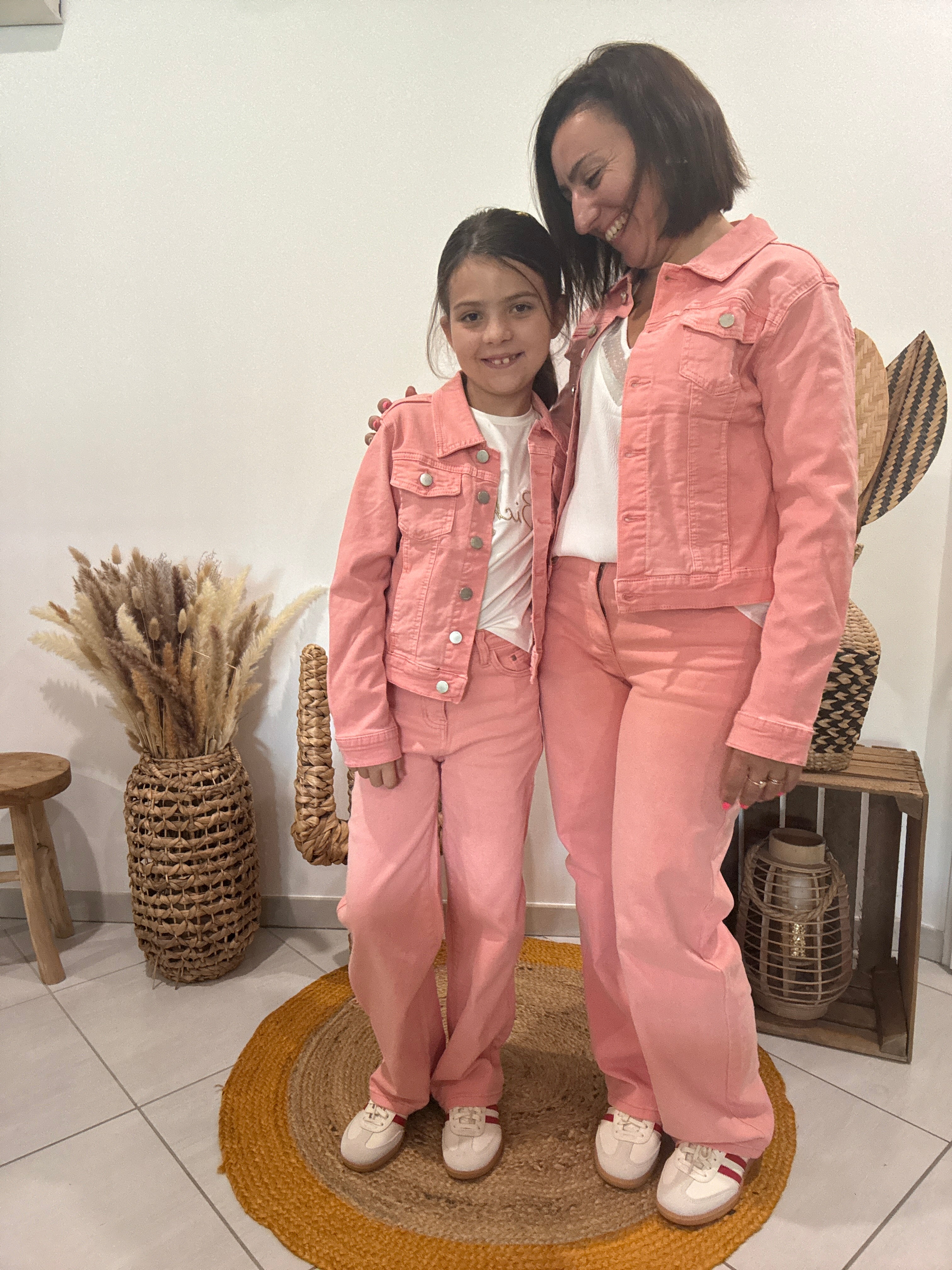 Jeans à jambe large rose clair - fille