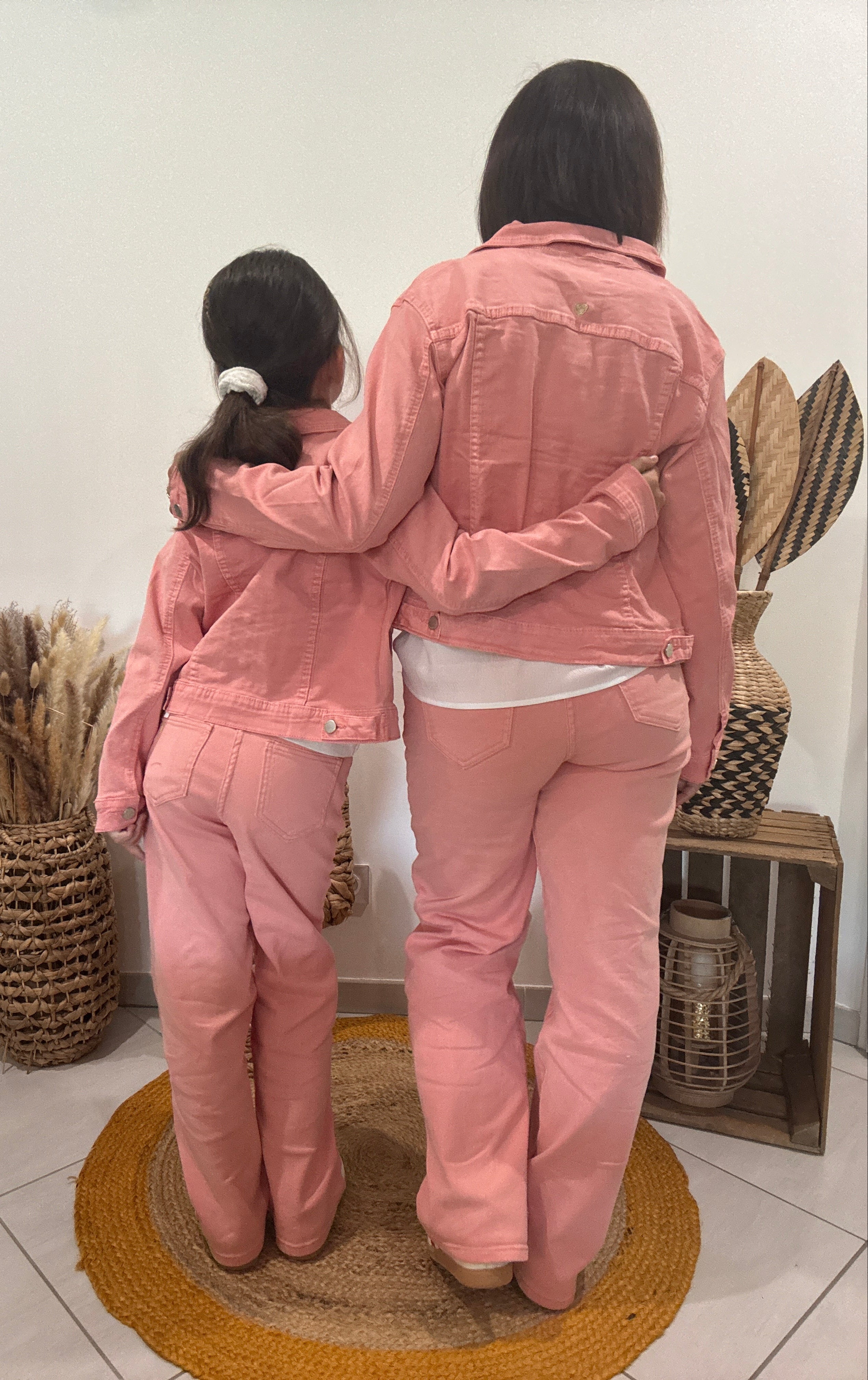 Jeans à jambe large rose clair - fille
