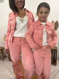 Jeans à jambe large rose clair - fille