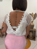Top fantaisie au dos blanc