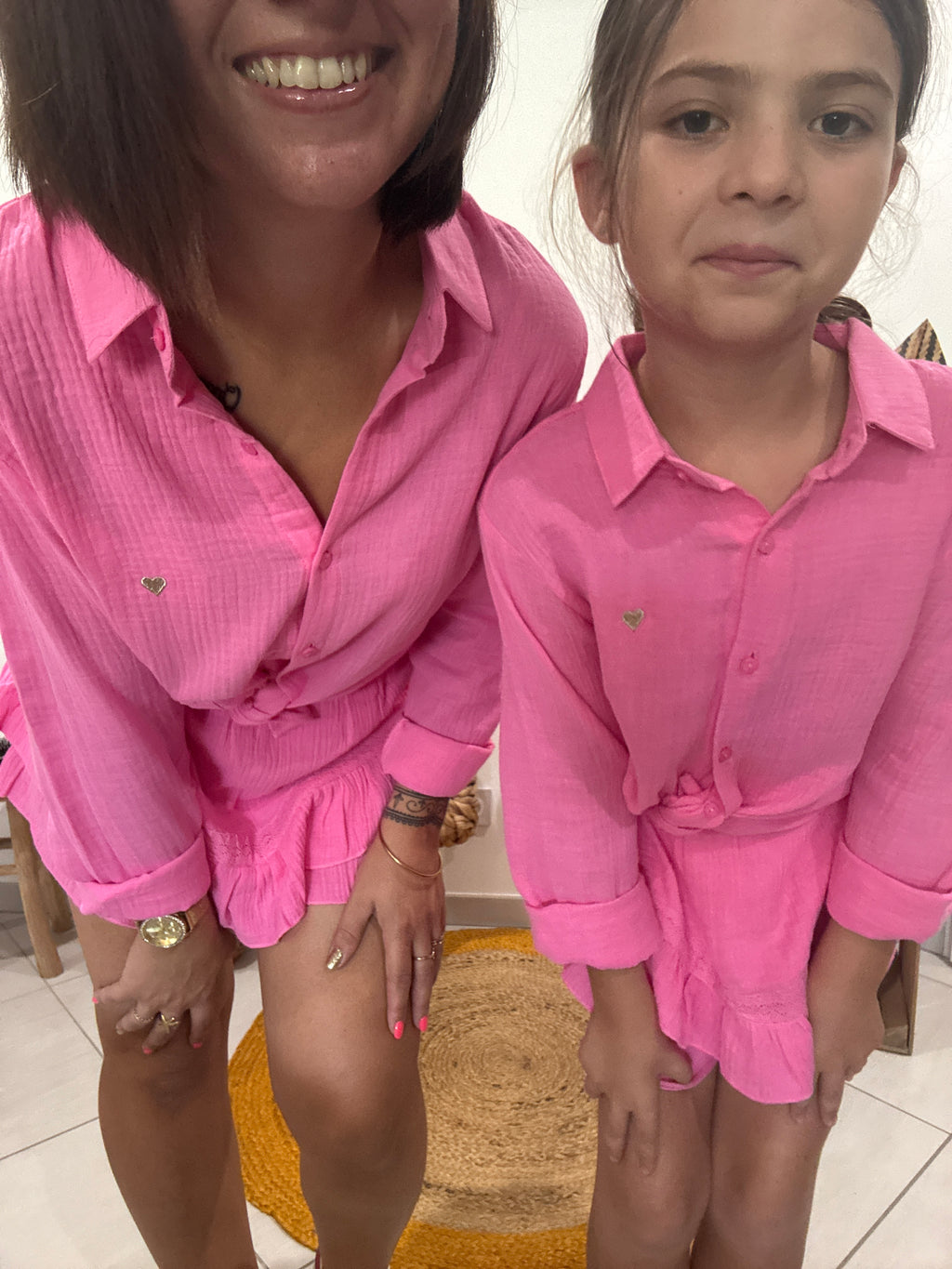 Chemise en gaz de coton fuchsia - fille