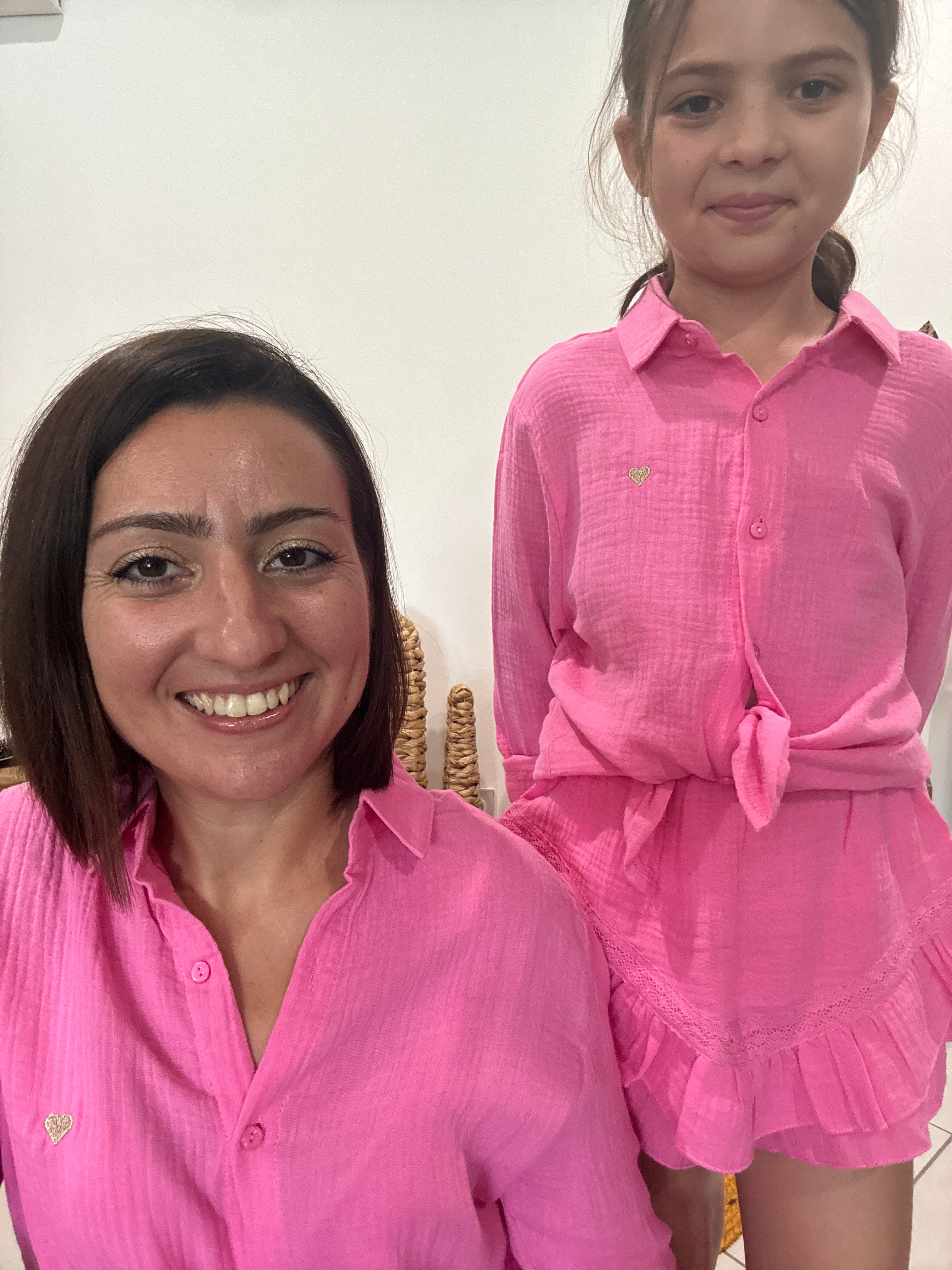 Chemise en gaz de coton fuchsia - fille
