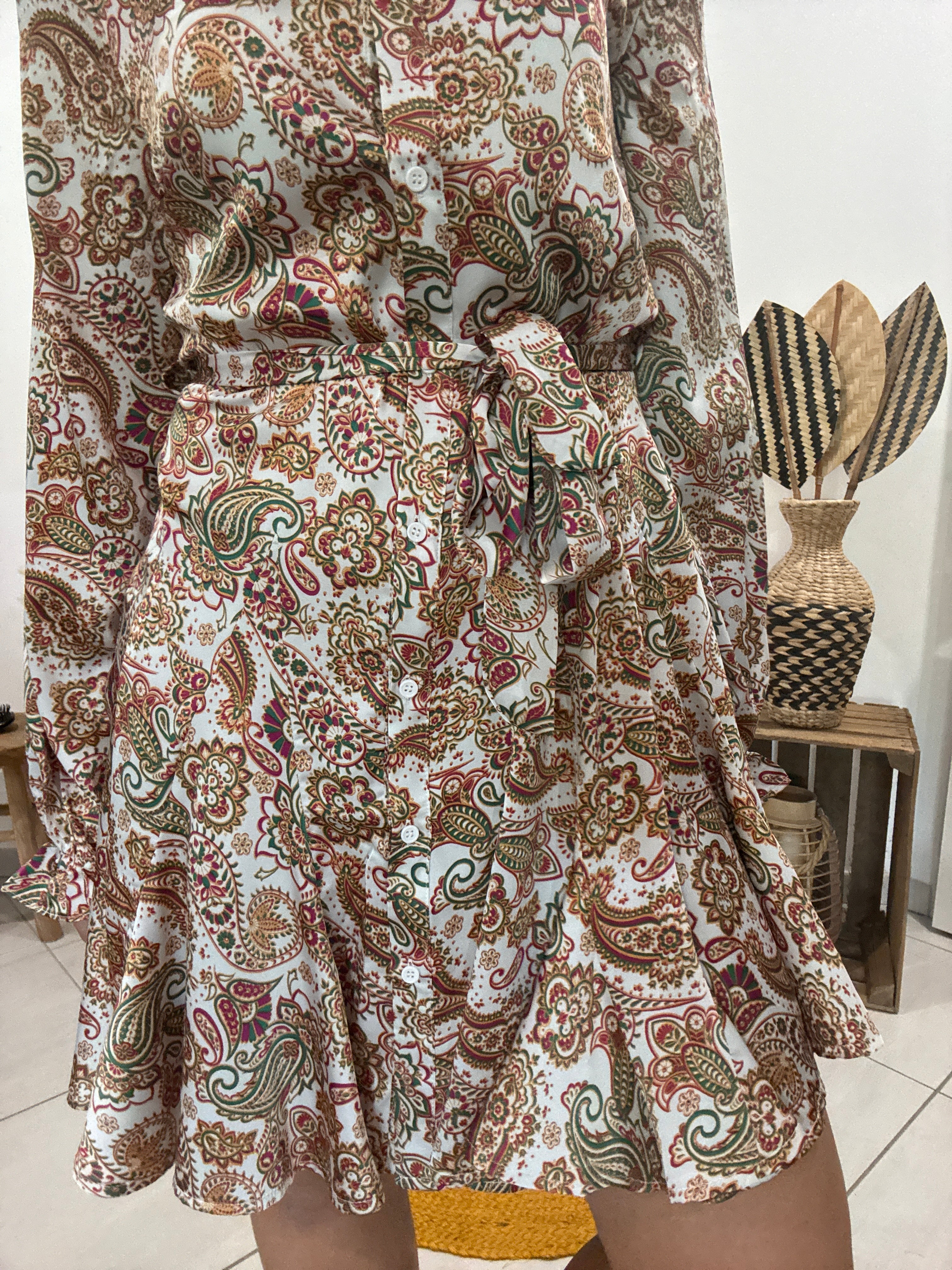 Robe automnale fluide imprimé cachemire