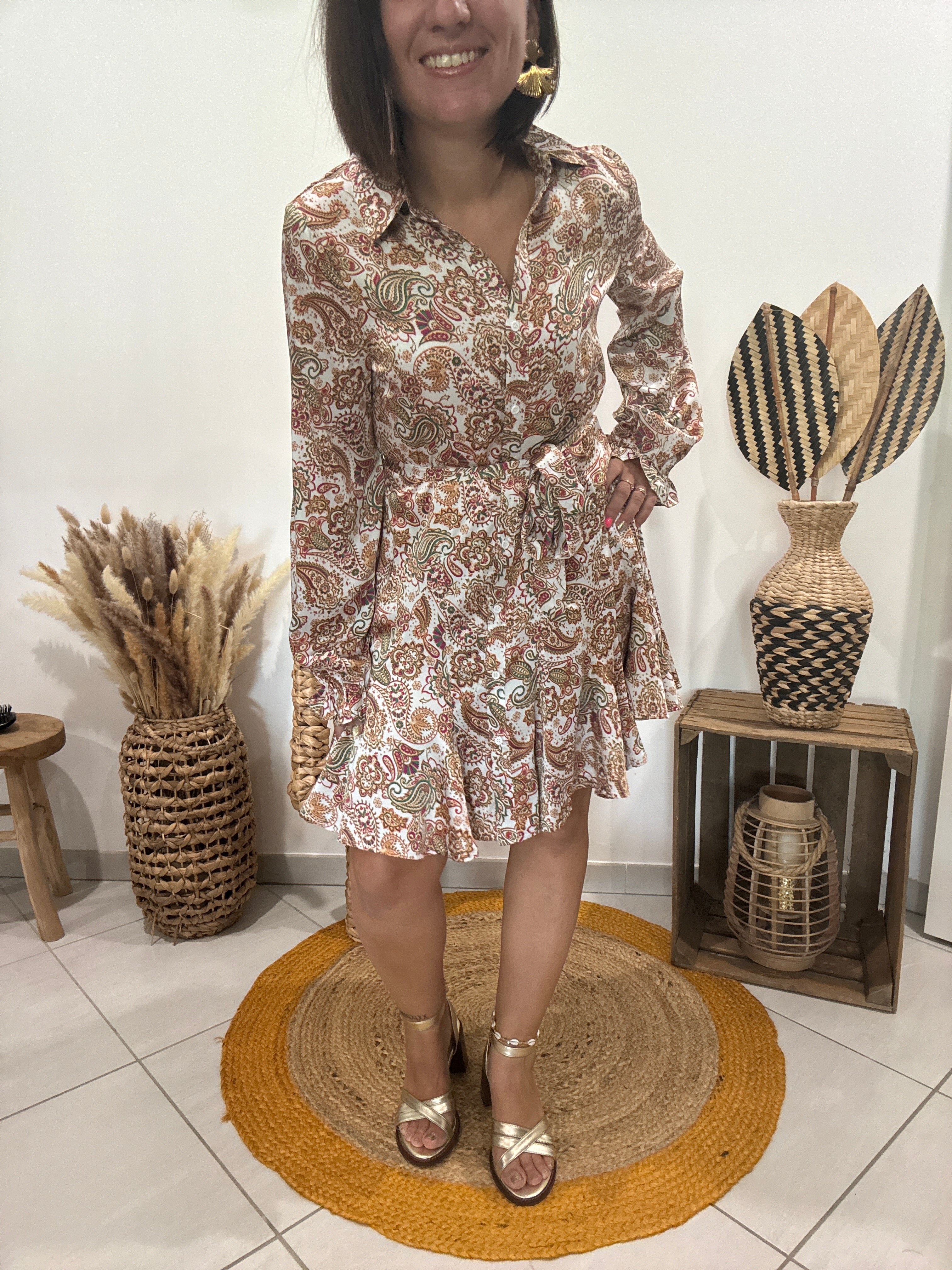 Robe automnale fluide imprimé cachemire