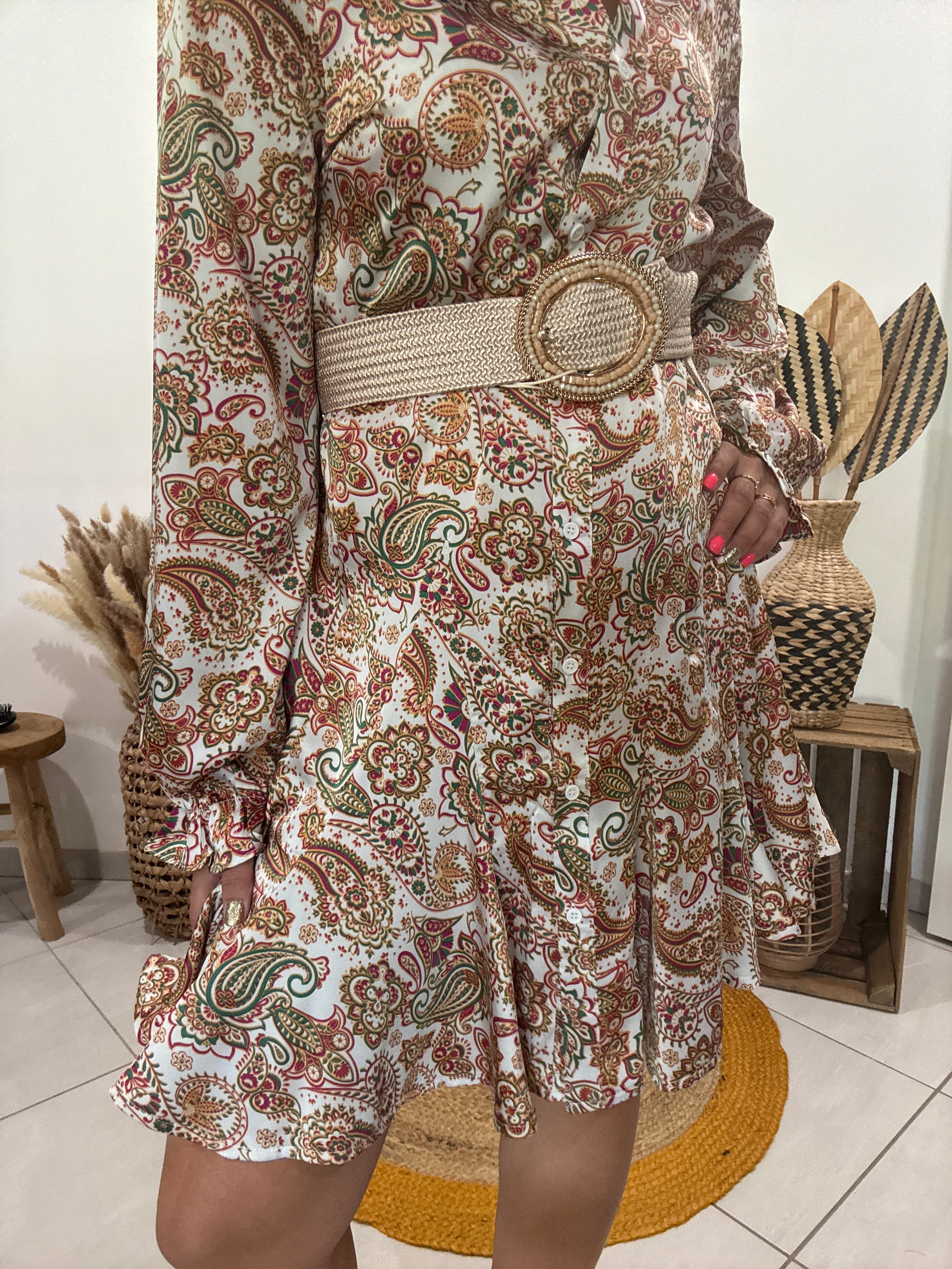 Robe automnale fluide imprimé cachemire