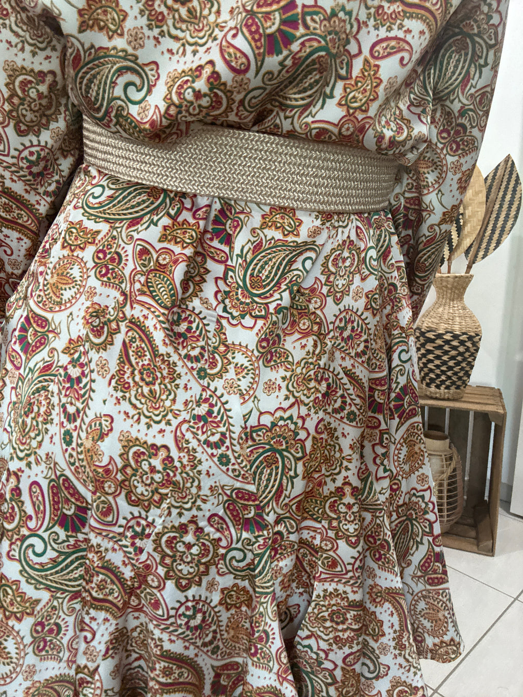 Robe automnale fluide imprimé cachemire