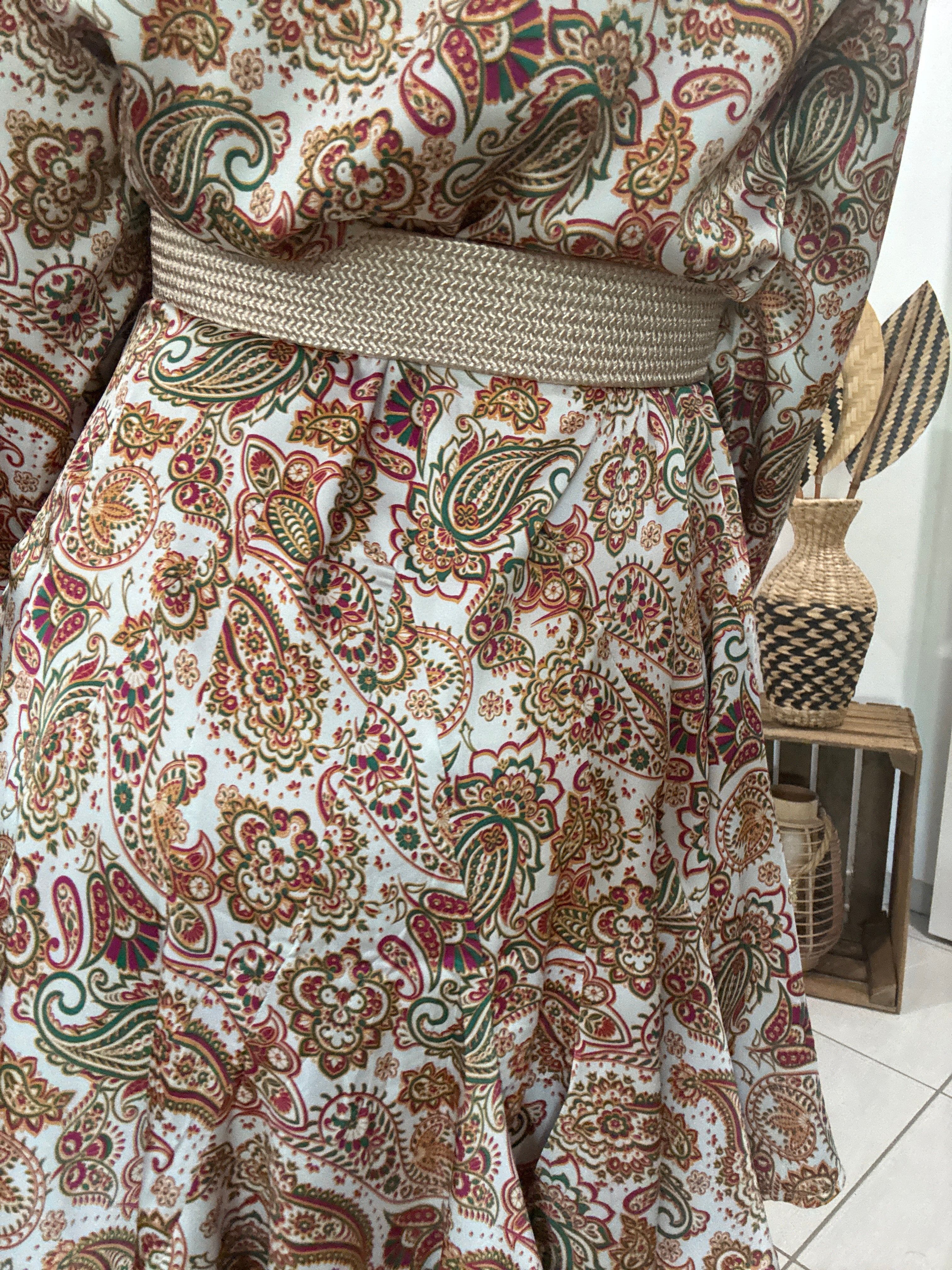 Robe automnale fluide imprimé cachemire