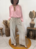 Pantalon fluide large uni beige