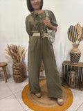 Combipantalon en gaz de coton kaki