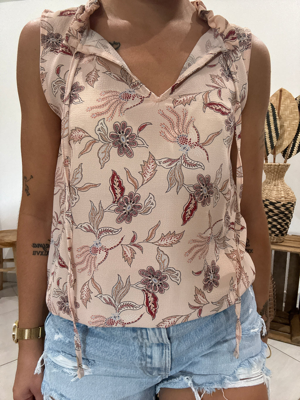 Top rose poudré imprimé floral Morgan - 36 ♻️