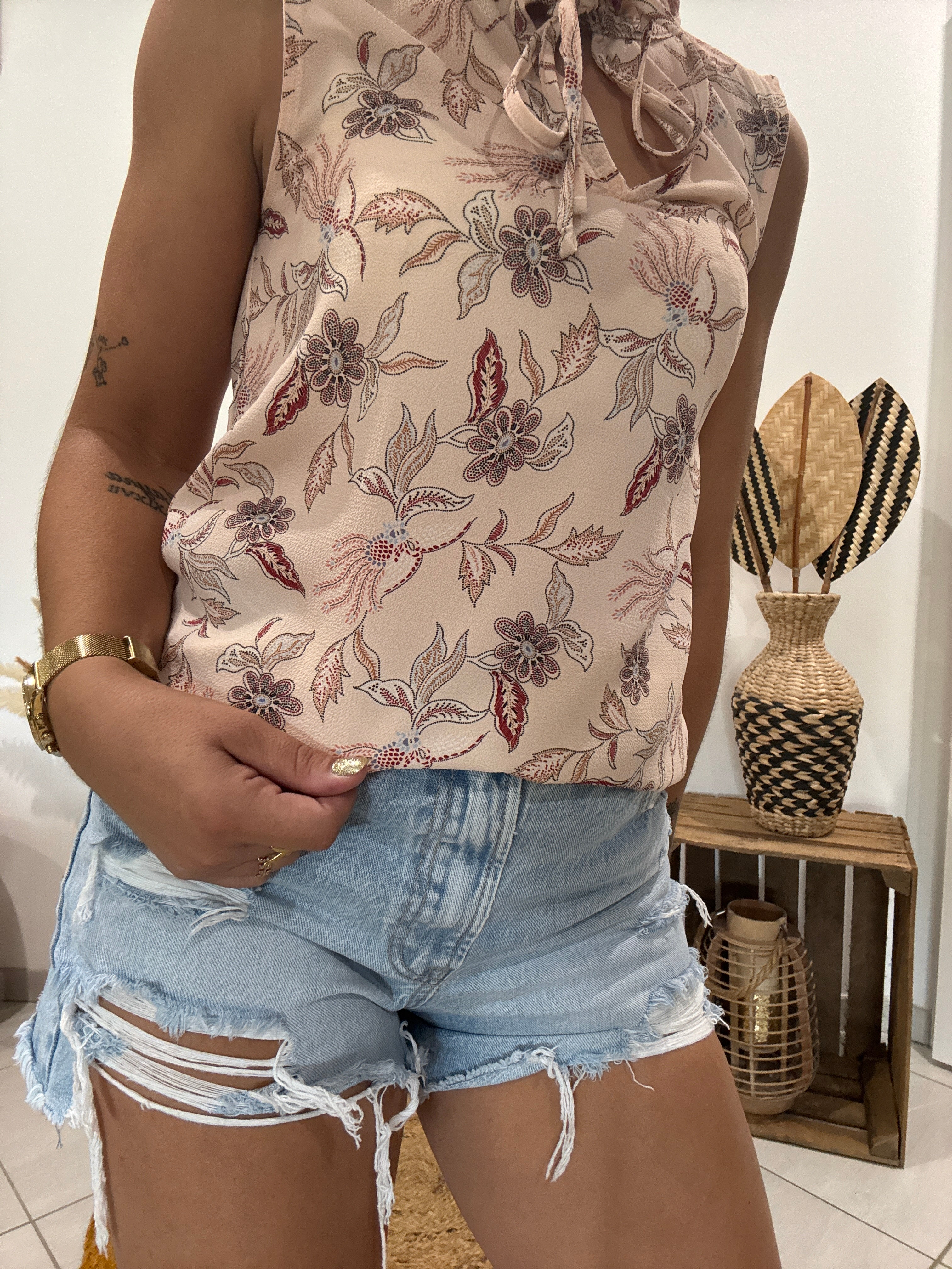 Top rose poudré imprimé floral Morgan - 36 ♻️