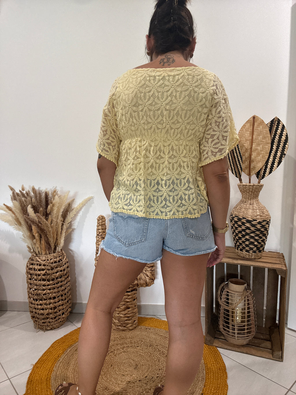 Top dentelle jaune Cache-Cache - XS ♻️