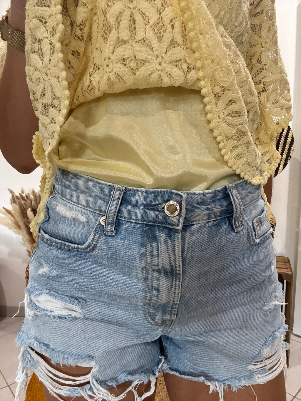 Top dentelle jaune Cache-Cache - XS ♻️
