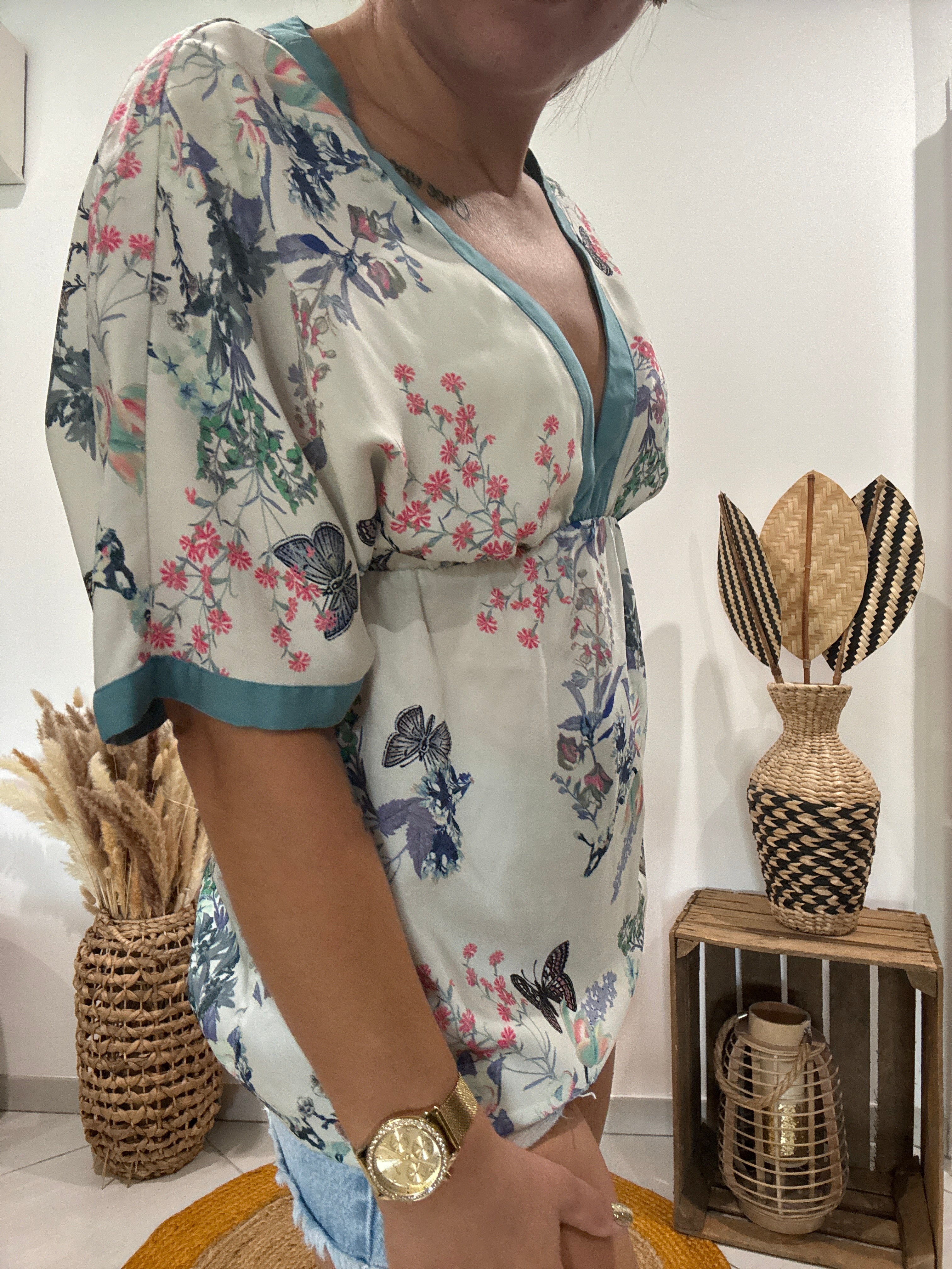 Blouse tunique imprimé japonisant Promod - 36 ♻️