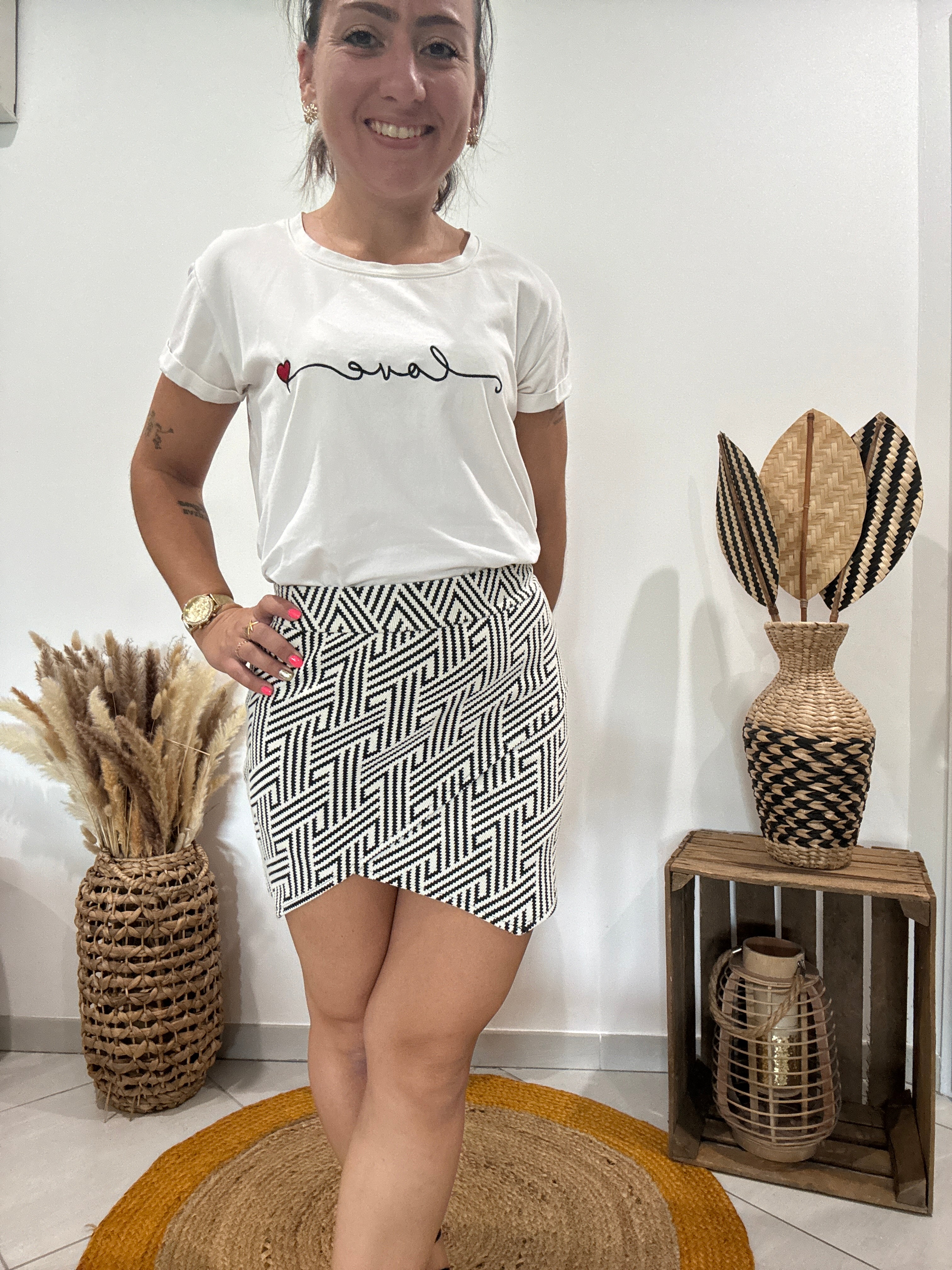 Jupe noir et blanche asymétrique géométrique Cache-Cache - 36 ♻️