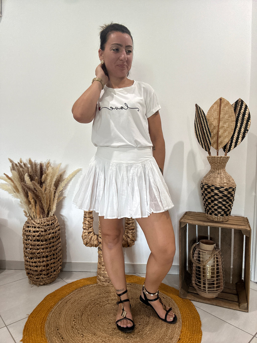 Jupe blanche à plis serrés Naf Naf - 36 ♻️
