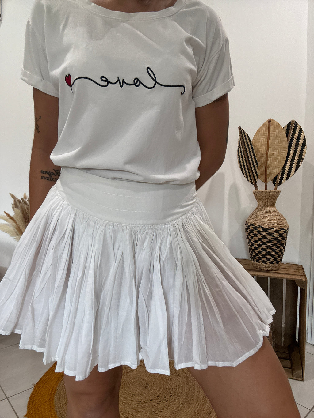 Jupe blanche à plis serrés Naf Naf - 36 ♻️