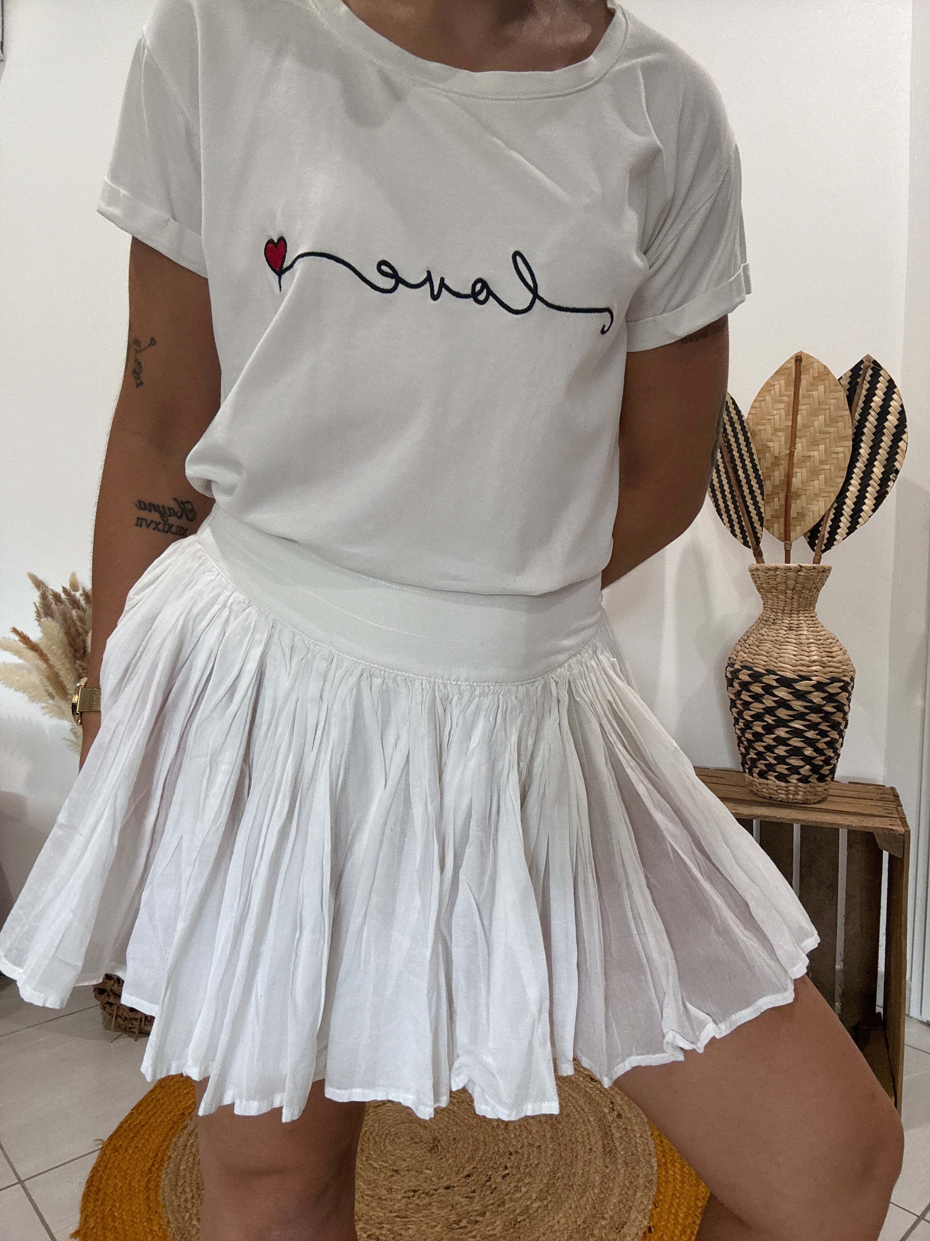 Jupe blanche à plis serrés Naf Naf - 36 ♻️
