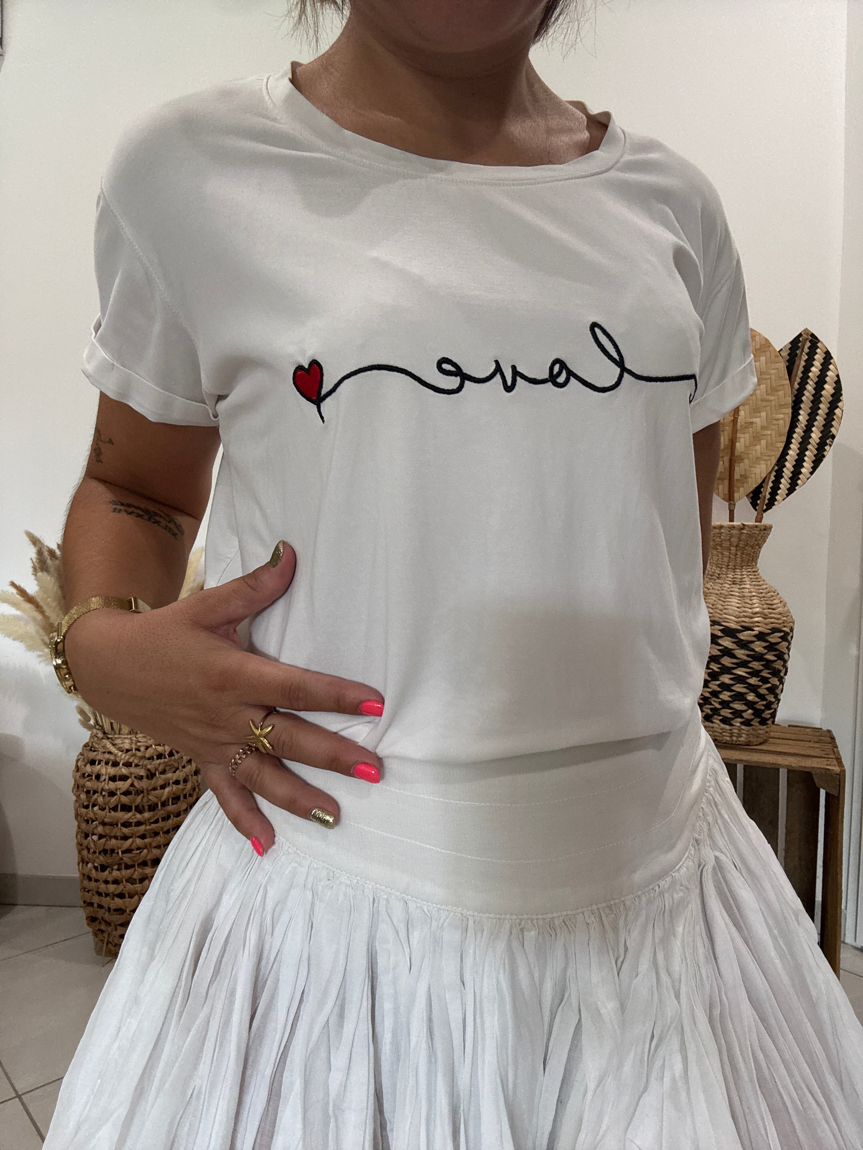T-shirt Love ❤️ blanc - S ♻️