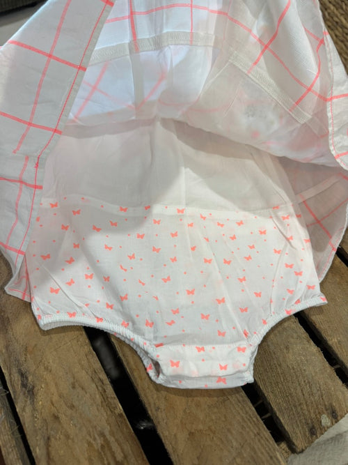 Combinaison courte "papillon" blanc/corail Orchestra 6 mois ♻️