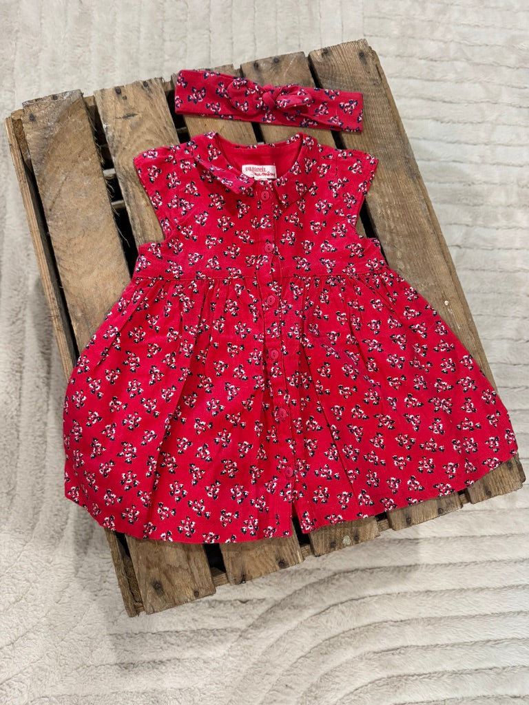 Robe "fleurs"+ bandeau rouge Du Pareil au Même 6 mois ♻️