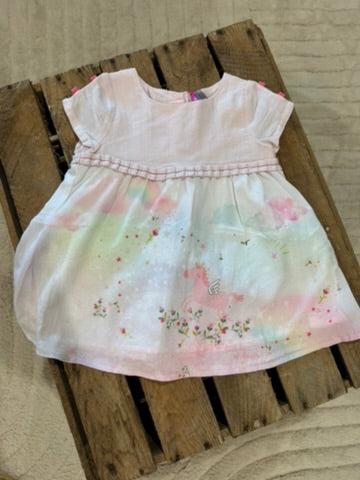 Robe "monde féerique" rose/vert pastel Orchestra 6 mois ♻️