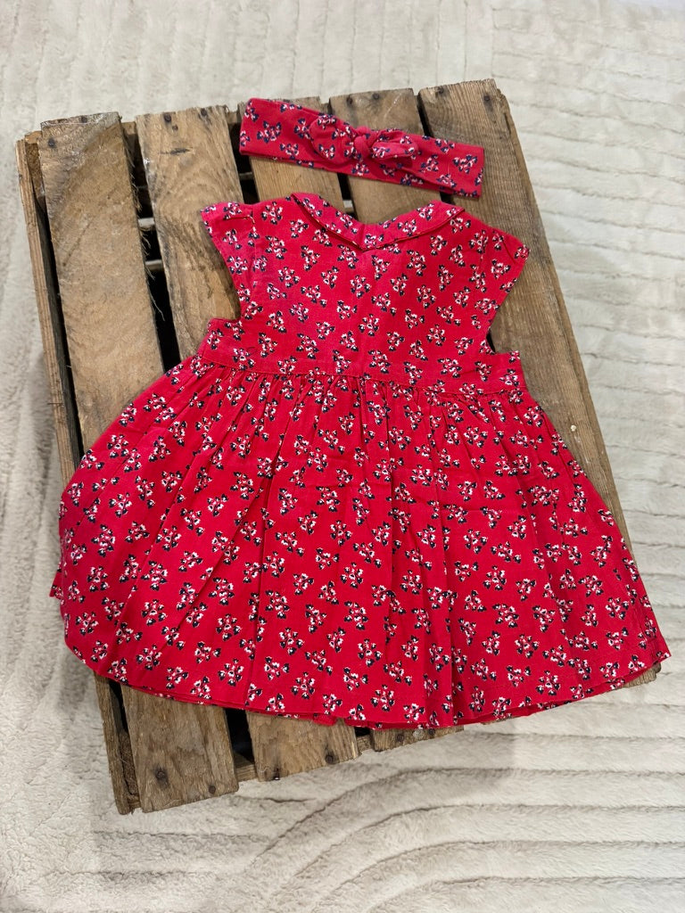 Robe "fleurs"+ bandeau rouge Du Pareil au Même 6 mois ♻️