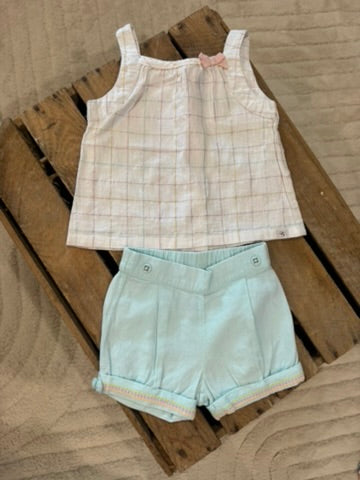 Ensemble blouse et short blanc/vert Sergent Major 6 mois ♻️