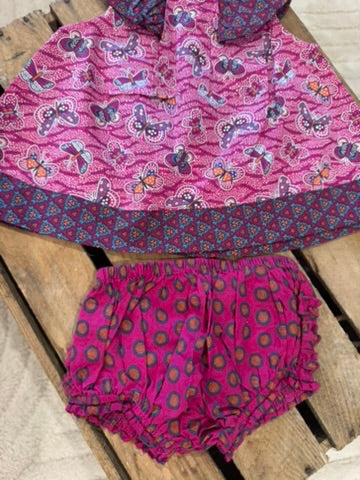 Ensemble blouse "papillon" + bloomer violet Du Pareil au Même 6 mois ♻️