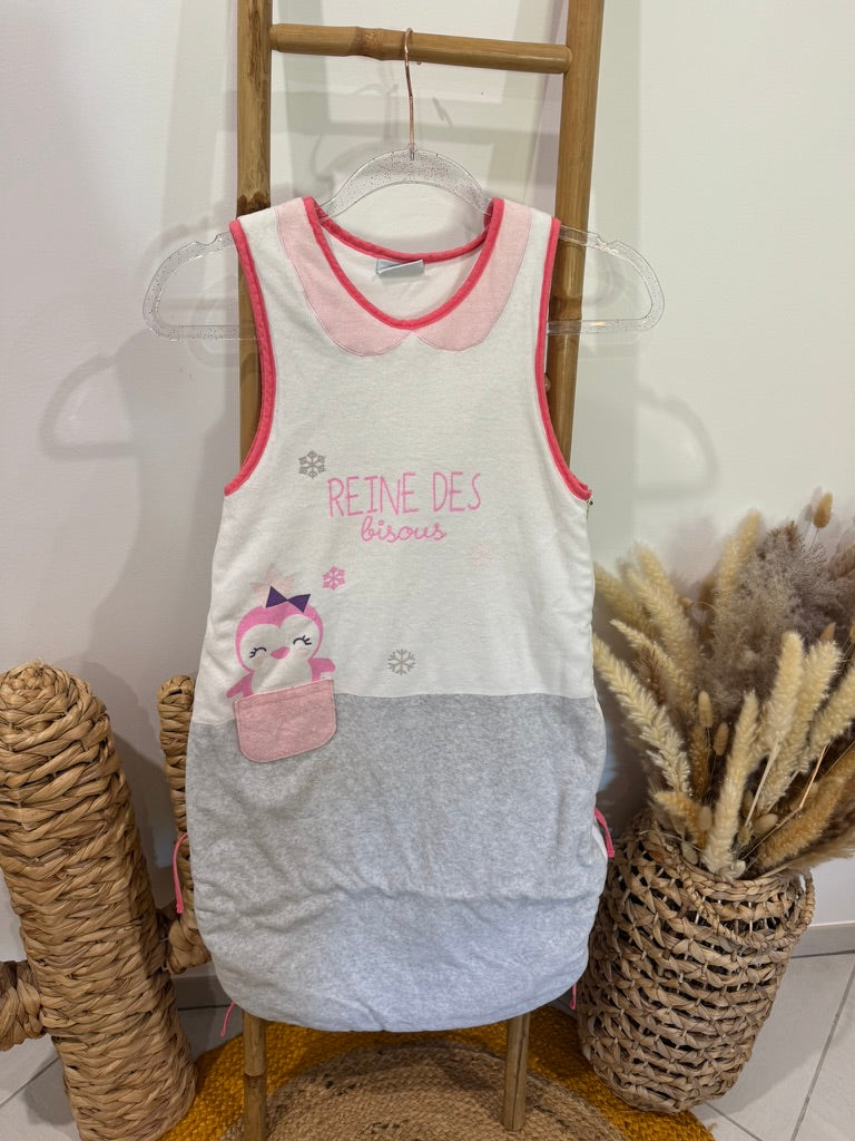 Gigoteuse en velours blanc/gris/rose Mots d'enfants - T.2 ♻️