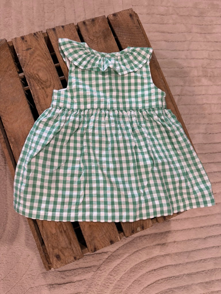 Robe broderie fleurs vichy vert/blanc Du Pareil au Même 9 mois ♻️