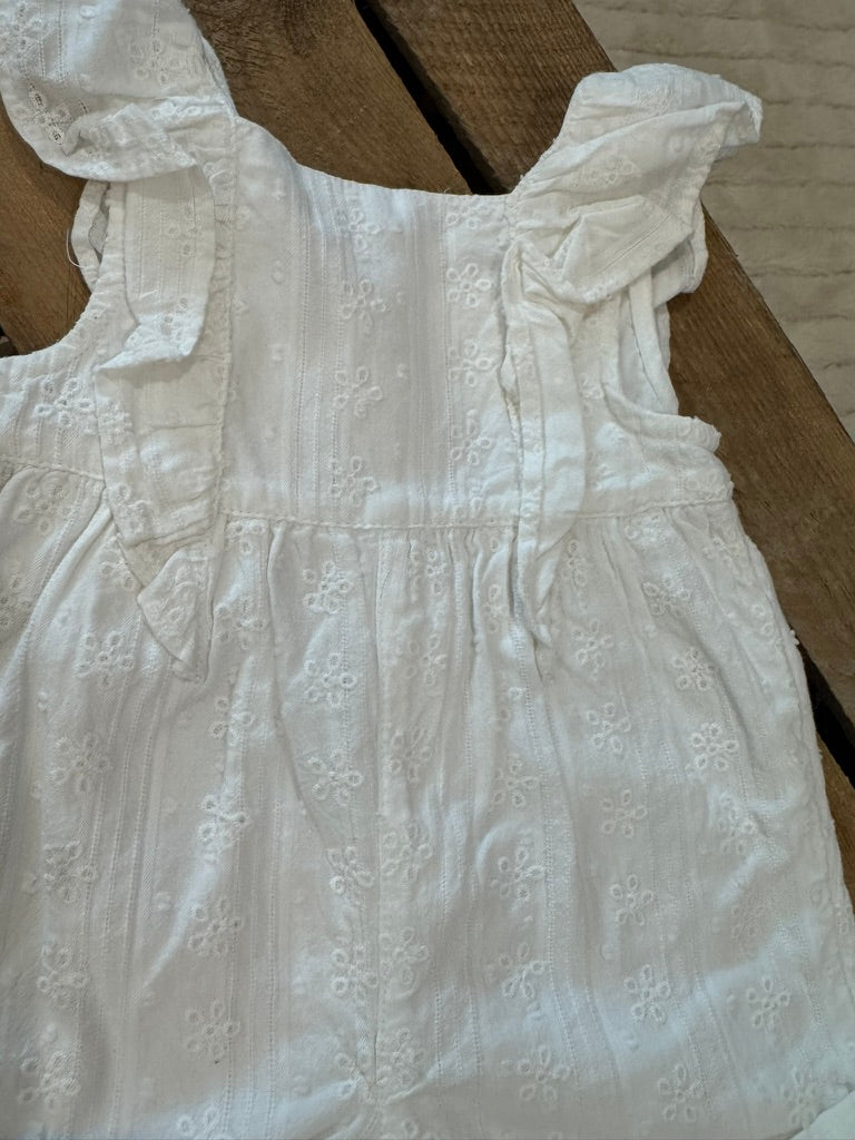 Combishort blanc broderies fleurs Tape à l'Oeil 3 mois ♻️
