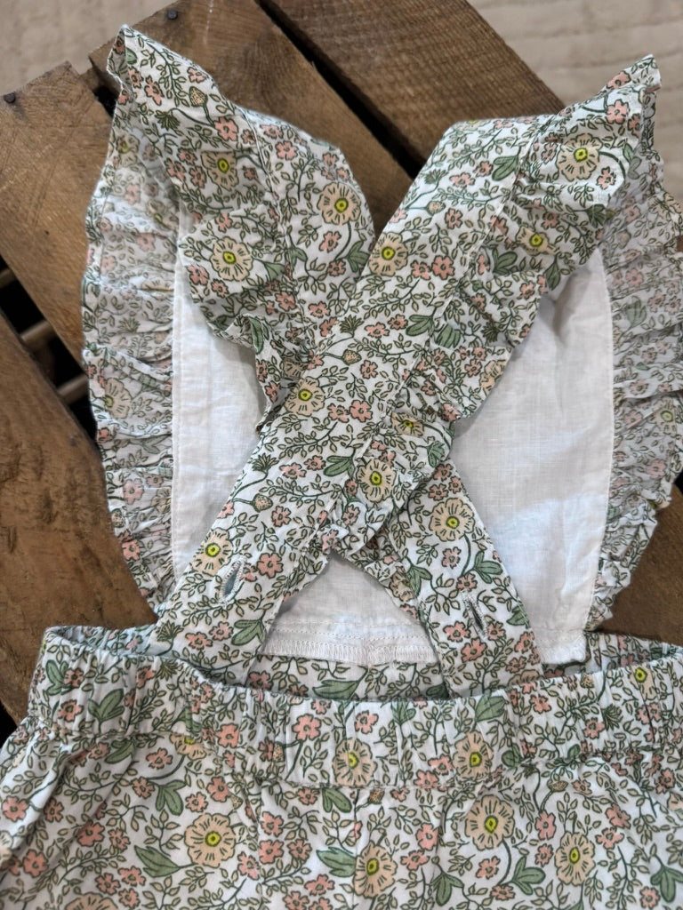 Combishort fleuri abricot/vert/blanc Vertbaudet 9 mois ♻️