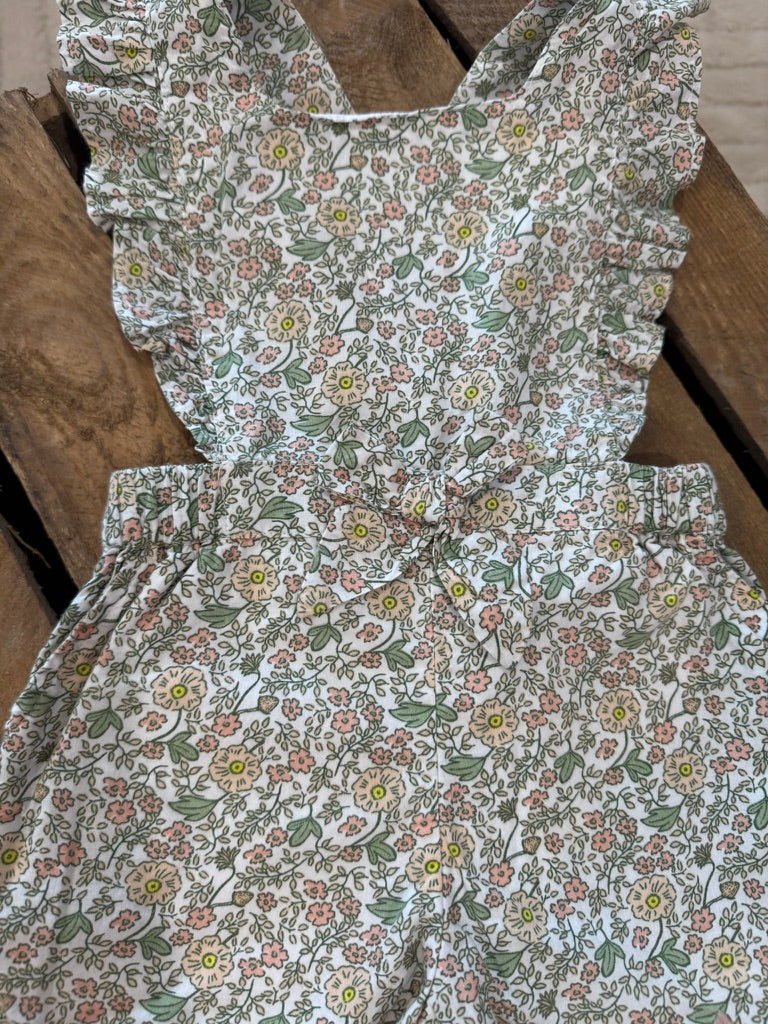 Combishort fleuri abricot/vert/blanc Vertbaudet 9 mois ♻️